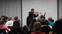 Violinist Rebin Ali at the Music from the Middle East workshop held at SIUE