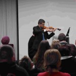 Violinist Rebin Ali at the Music from the Middle East workshop held at SIUE