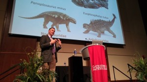 Dr. Lawrence Witmer, speaks about Dinosaurs during the Biological Sciences Departments annual Darwin Day presentation. (Photo by Joseph Lacdan)