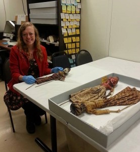 SIUE senior Mariah Hueslmann is creating a museum exhibit display of Javanese puppets in Peck Hall. Hueslmann is the 2016 commencement speaker for the College of Arts and Sciences. (Photo courtesy of the Anthropology Department)