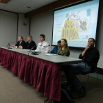 Professors from various departments came together for a panel discussion about evolution v. intelligent design for SIUE's first Darwin Day event, at which more than 100 staff, students and faculty attended. Photo courtesy of Craig Steiner